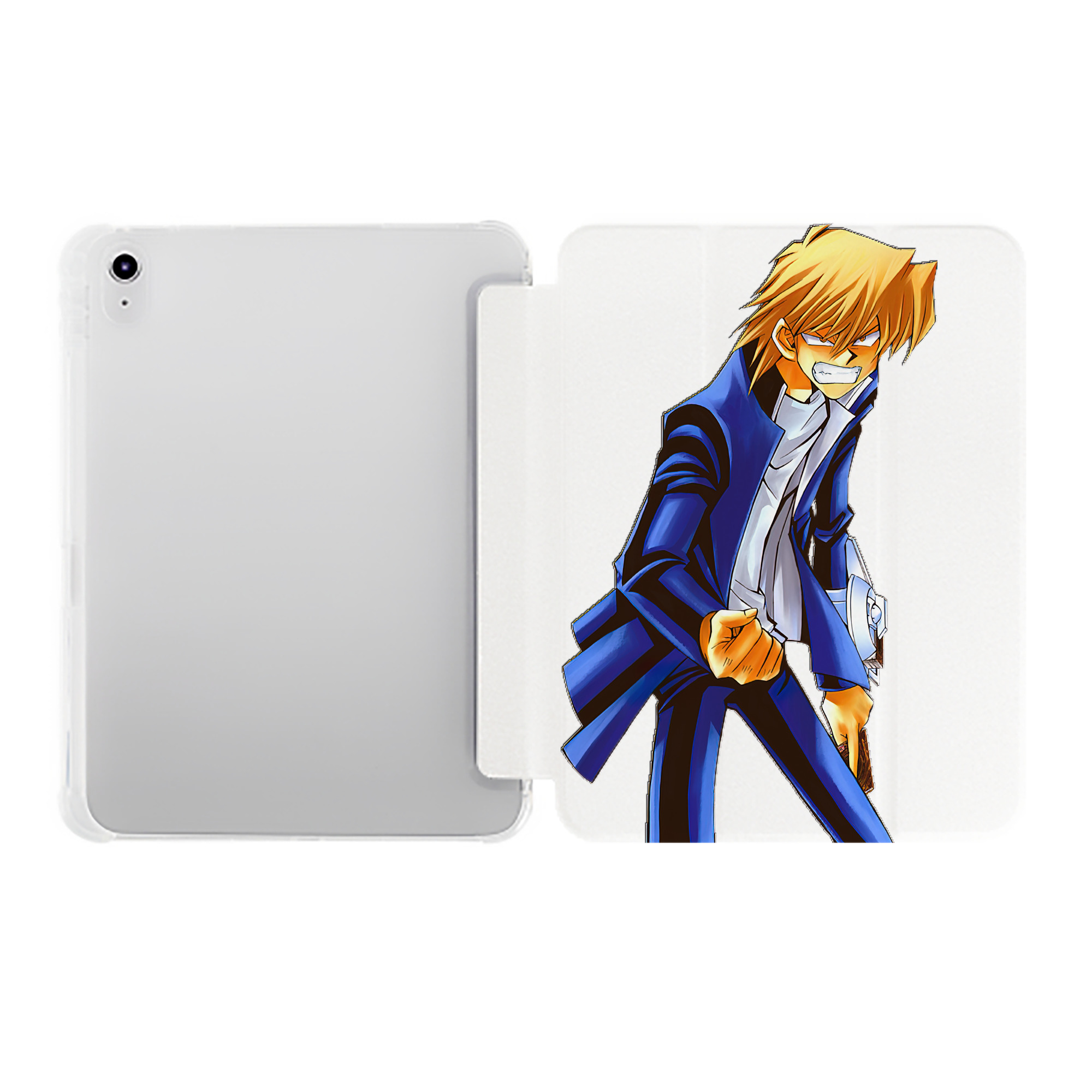 （画像用） 遊☆戯☆王 Yu-Gi-Oh! IPad ケース ペン収納付き 三つ折りスタンド PUレザー×シリコン 対応機種9.5/10.5/10.9インチ